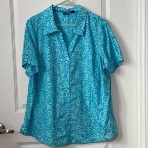Blue floral blouse 2X